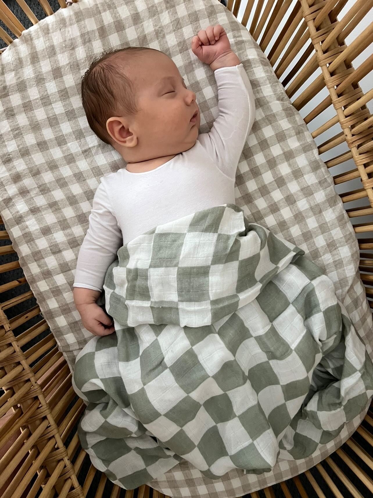 Organic Swaddle Wrap - Tillie Check Green