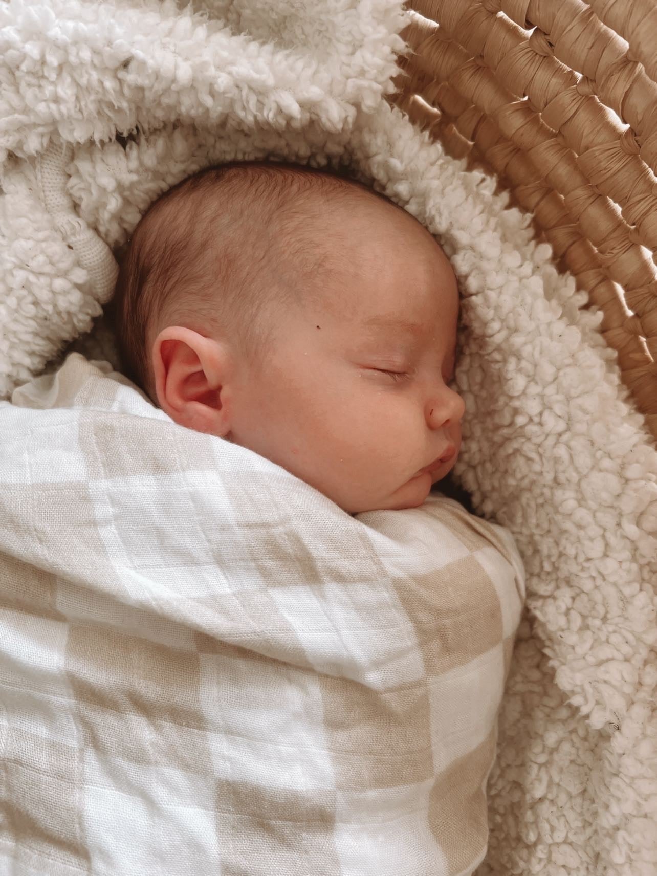 Organic Swaddle Wrap - Tillie Check Nude