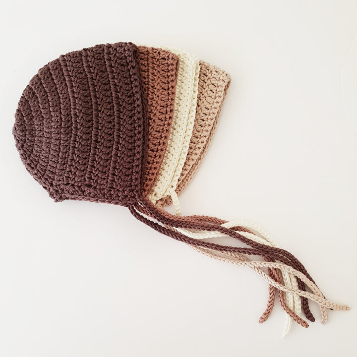 Bonnet and Booties Set - Espresso