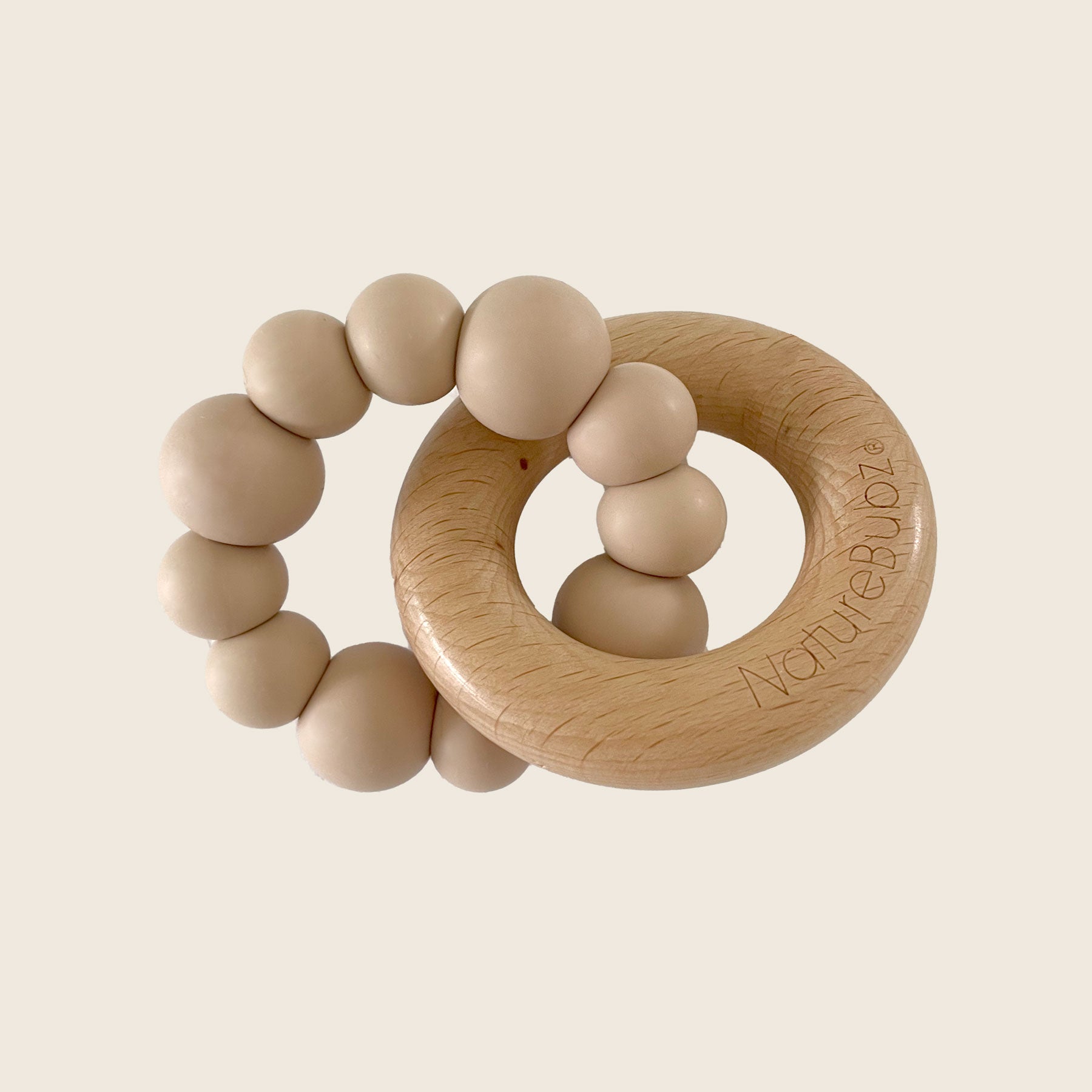 Nature Bubz Baby Silicone Cove Teether in Oatmeal Colour