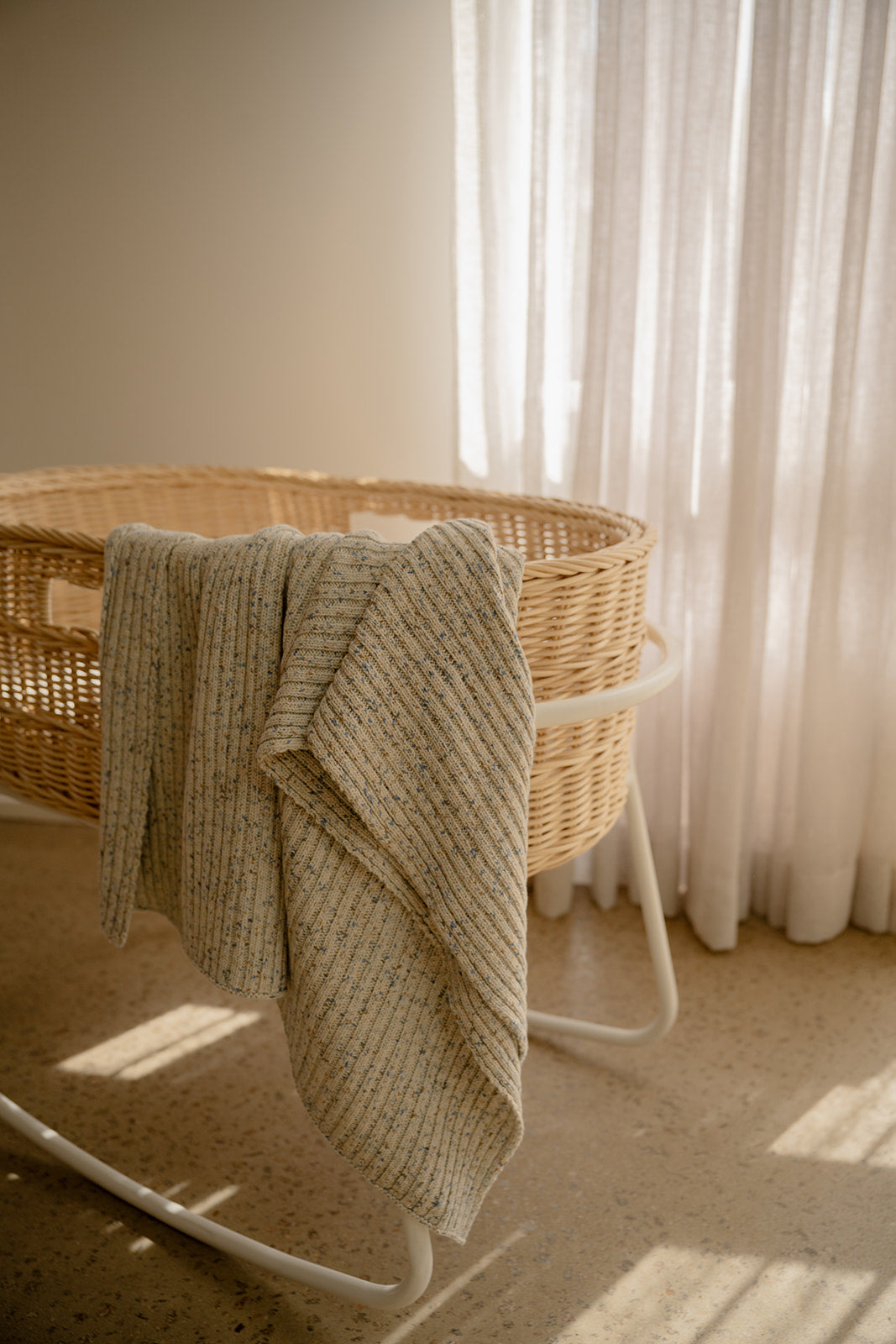 Organic Rib Funfetti Baby Blanket - Sea