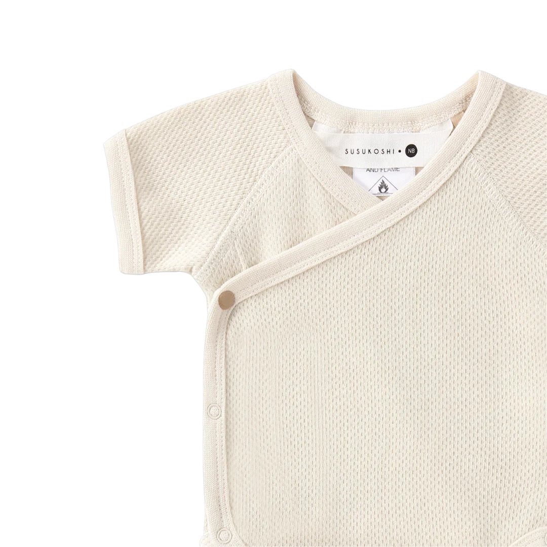 Organic Kimono Pointelle Bodysuit - Powder